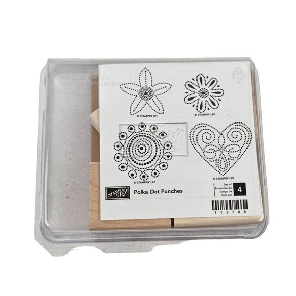 Stampin Up Polka Dot Punches Set Rubber Stamps Wood Mount Scrapbooking Craft - Picture 1 of 7